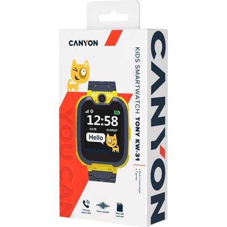 Smartwatch Canyon KW-31 Tony Kids με κάμερα και υποδοχή SIM CNE-KW31YB Yellow. Προϊόντα τεχνολογίας από το Oikonomou-shop.